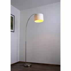 Lampes En Tissu-Luminaires Trio Lampadaire Trio 4611 Acier inoxydable, Nickel mat, 1 lumière