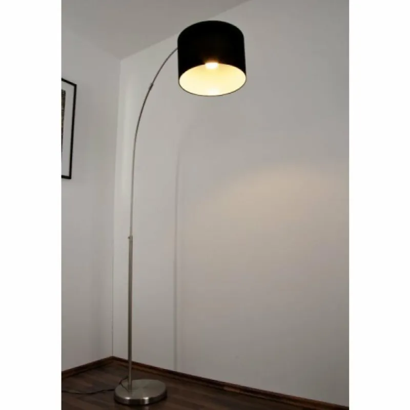 Lampes En Tissu-Luminaires Trio Lampadaire Trio 4611 Acier inoxydable, Nickel mat, 1 lumière