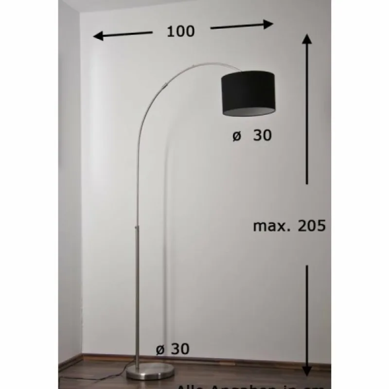 Lampes En Tissu-Luminaires Trio Lampadaire Trio 4611 Acier inoxydable, Nickel mat, 1 lumière