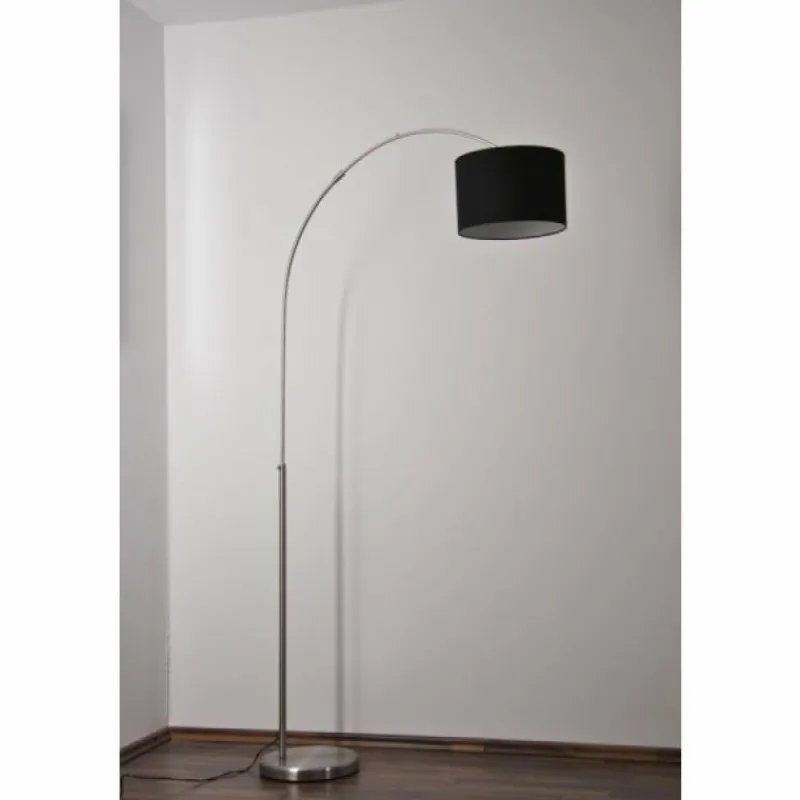 Lampes En Tissu-Luminaires Trio Lampadaire Trio 4611 Acier inoxydable, Nickel mat, 1 lumière