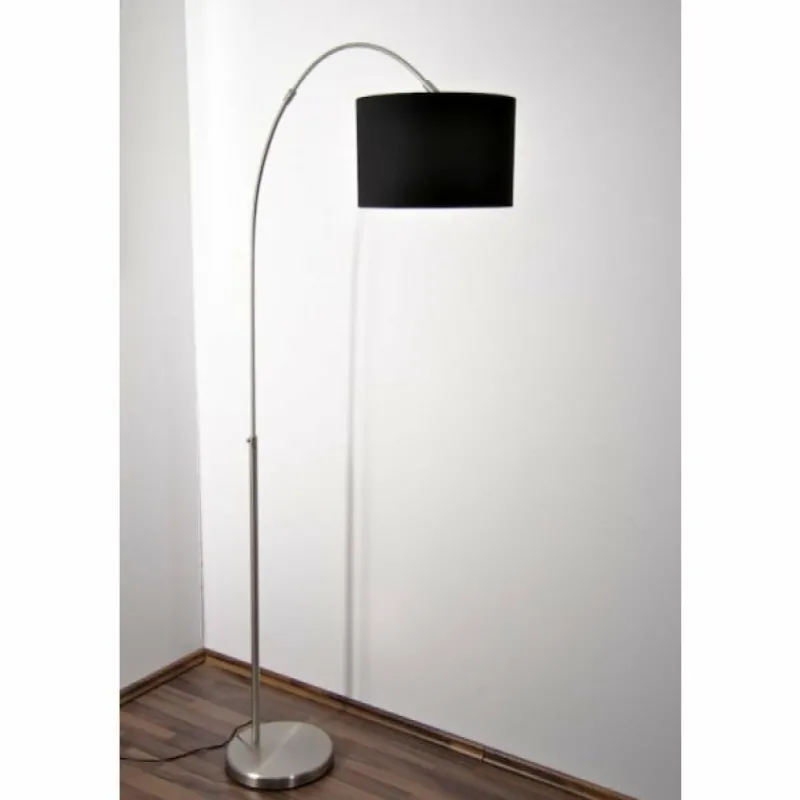 Lampes En Tissu-Luminaires Trio Lampadaire Trio 4611 Acier inoxydable, Nickel mat, 1 lumière