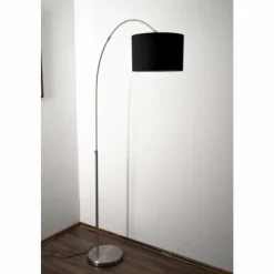 Lampes En Tissu-Luminaires Trio Lampadaire Trio 4611 Acier inoxydable, Nickel mat, 1 lumière