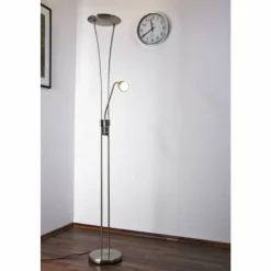 Luminaires Rustiques-Luminaires Trio Lampadaire Trio 4264 LED Chrome, Acier inoxydable, Nickel mat, 1 lumière