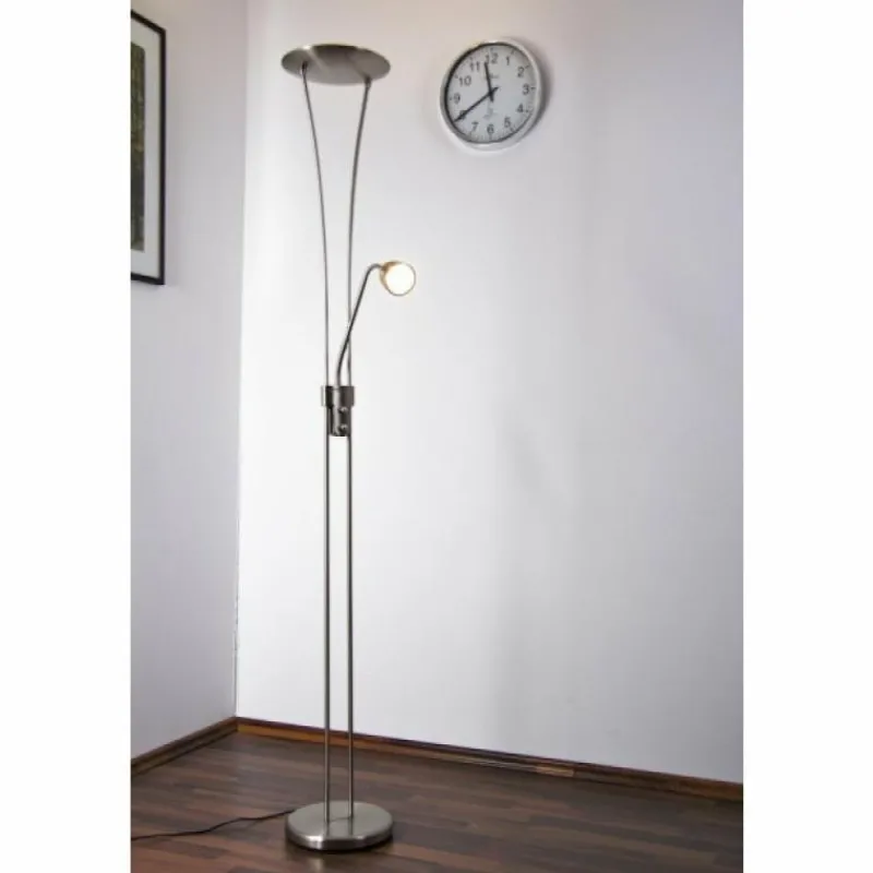 Luminaires Rustiques-Luminaires Trio Lampadaire Trio 4264 LED Chrome, Acier inoxydable, Nickel mat, 1 lumière