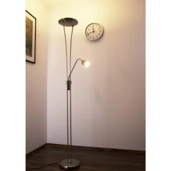 Luminaires Rustiques-Luminaires Trio Lampadaire Trio 4264 LED Chrome, Acier inoxydable, Nickel mat, 1 lumière