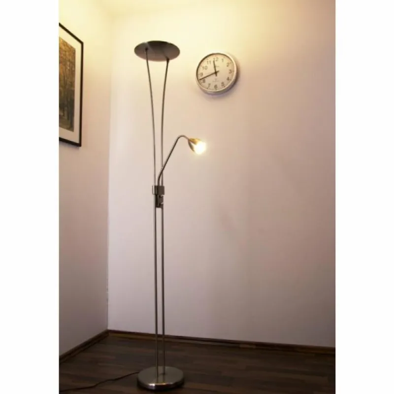 Luminaires Rustiques-Luminaires Trio Lampadaire Trio 4264 LED Chrome, Acier inoxydable, Nickel mat, 1 lumière