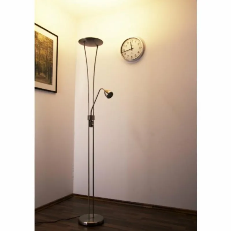 Luminaires Rustiques-Luminaires Trio Lampadaire Trio 4264 LED Chrome, Acier inoxydable, Nickel mat, 1 lumière