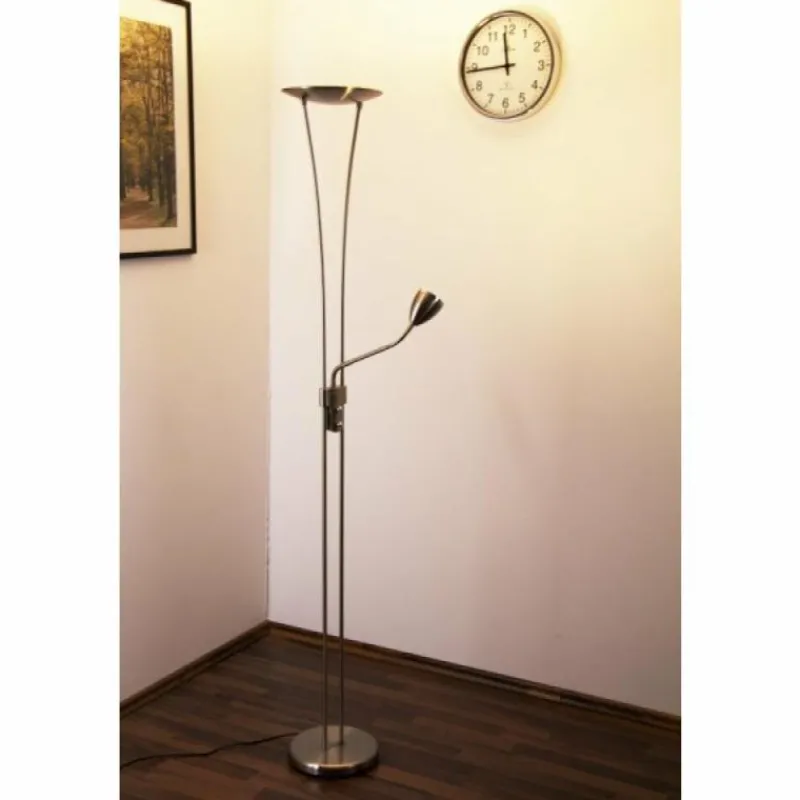 Luminaires Rustiques-Luminaires Trio Lampadaire Trio 4264 LED Chrome, Acier inoxydable, Nickel mat, 1 lumière