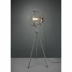 Luminaires Trio Lampadaire Trio Ivar Brun foncé, Nickel mat, 1 lumière* Lampadaires Et Lampes Sur Pied
