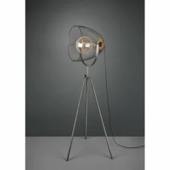 Luminaires Trio Lampadaire Trio Ivar Brun foncé, Nickel mat, 1 lumière* Lampadaires Et Lampes Sur Pied