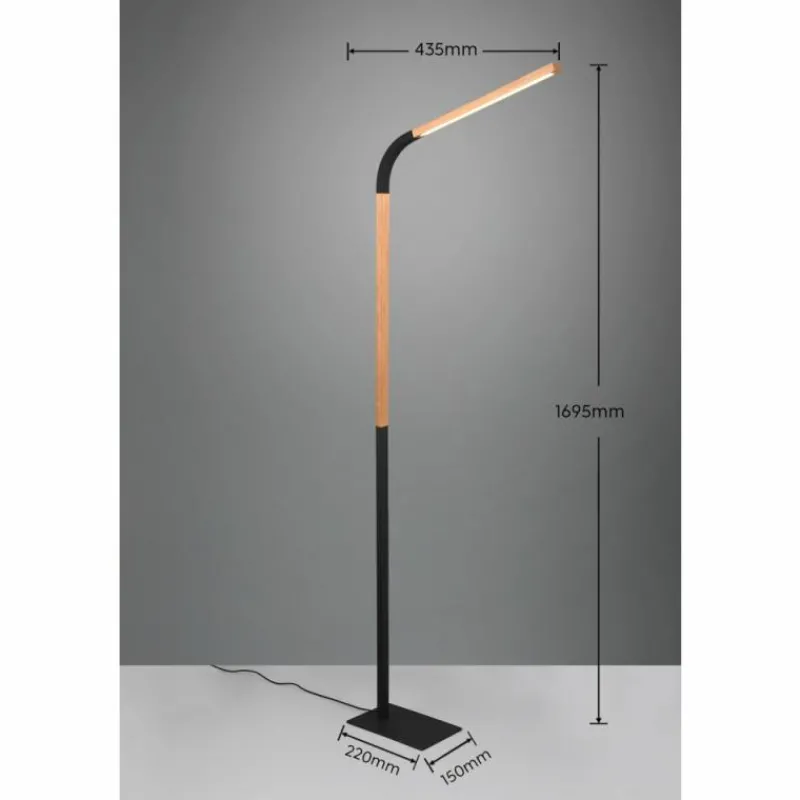 Lampes En Bois-Luminaires Trio Lampadaire Trio NORRIS LED Noir, 1 lumière