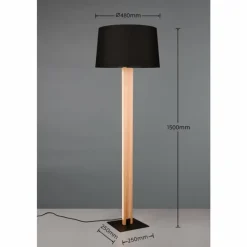 Lampes En Tissu-Luminaires Trio Lampadaire Trio RAHUL Noir, 2 lumières