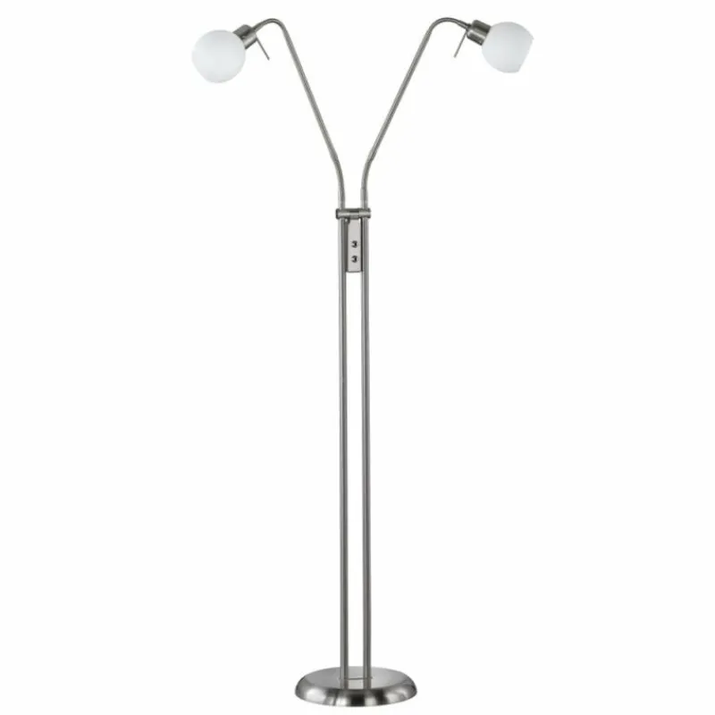 Luminaires Trio Lampadaire Trio-Leuchten Freddy LED Nickel mat, 2 lumières