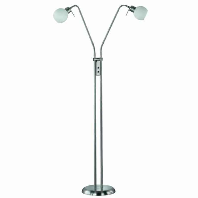 Luminaires Trio Lampadaire Trio-Leuchten Freddy LED Nickel mat, 2 lumières