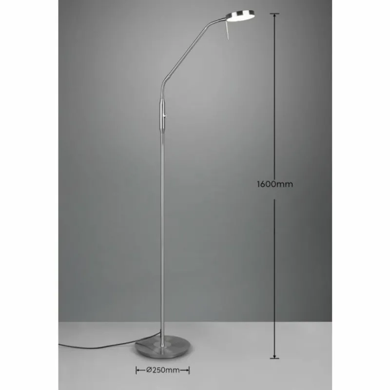 Luminaires Trio Lampadaire Trio-Leuchten Monza LED Nickel mat, 1 lumière* Lampadaires Et Lampes Sur Pied