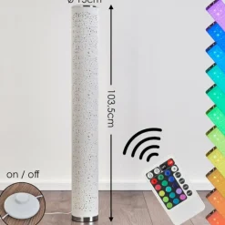 Lampes En Tissu-hofstein Lampadaire Tumba LED Blanc, 1 lumière, Télécommandes, Changeur de couleurs