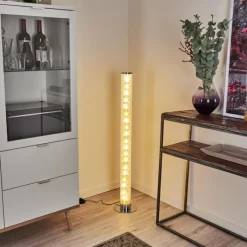 hofstein Lampadaire Tumurora LED Chrome, 1 lumière, Télécommandes