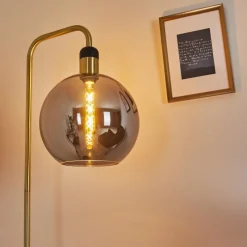 hofstein Lampadaire Tuvalu Laiton, Noir, 1 lumière