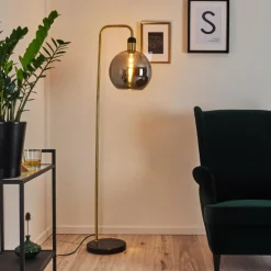 hofstein Lampadaire Tuvalu Laiton, Noir, 1 lumière