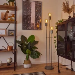 hofstein Lampadaire Tyldom Argent Oxydé, 3 lumières* Lampadaires Et Lampes Sur Pied