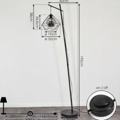 Suspension Verre Fumé-hofstein Lampadaire Uarau Noir, 1 lumière