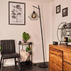 Suspension Verre Fumé-hofstein Lampadaire Uarau Noir, 1 lumière