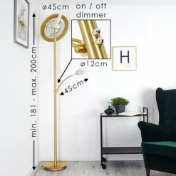 hofstein Lampadaire Umag LED Laiton, 2 lumières* Lampadaires Et Lampes Sur Pied