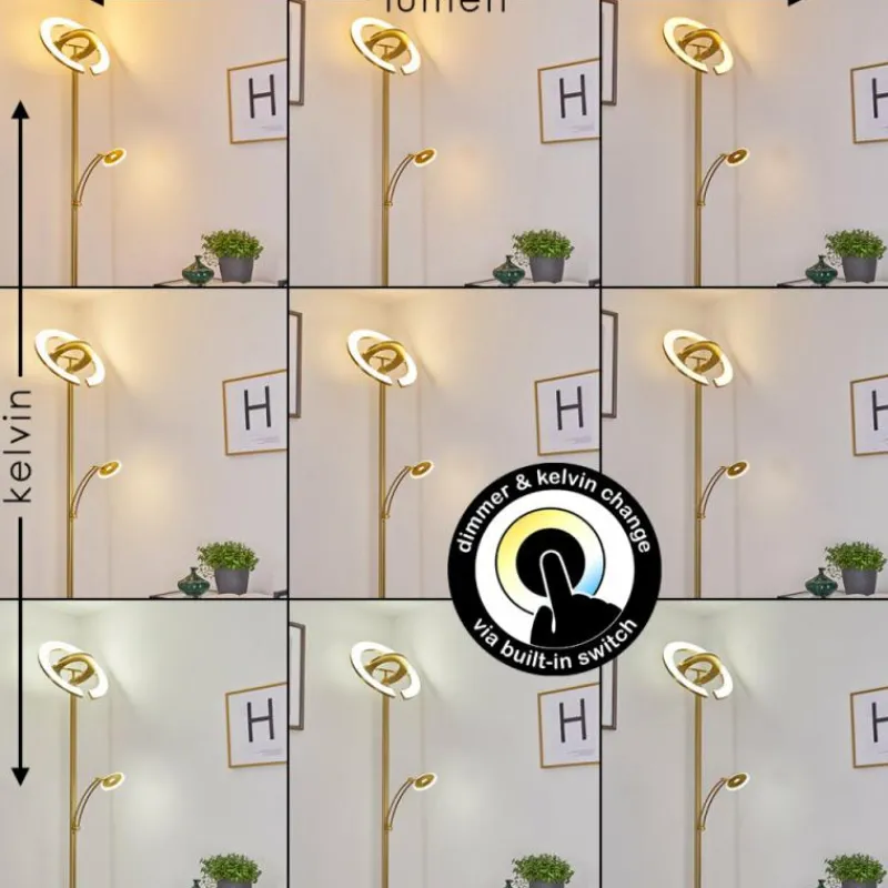 hofstein Lampadaire Umag LED Laiton, 2 lumières* Lampadaires Et Lampes Sur Pied