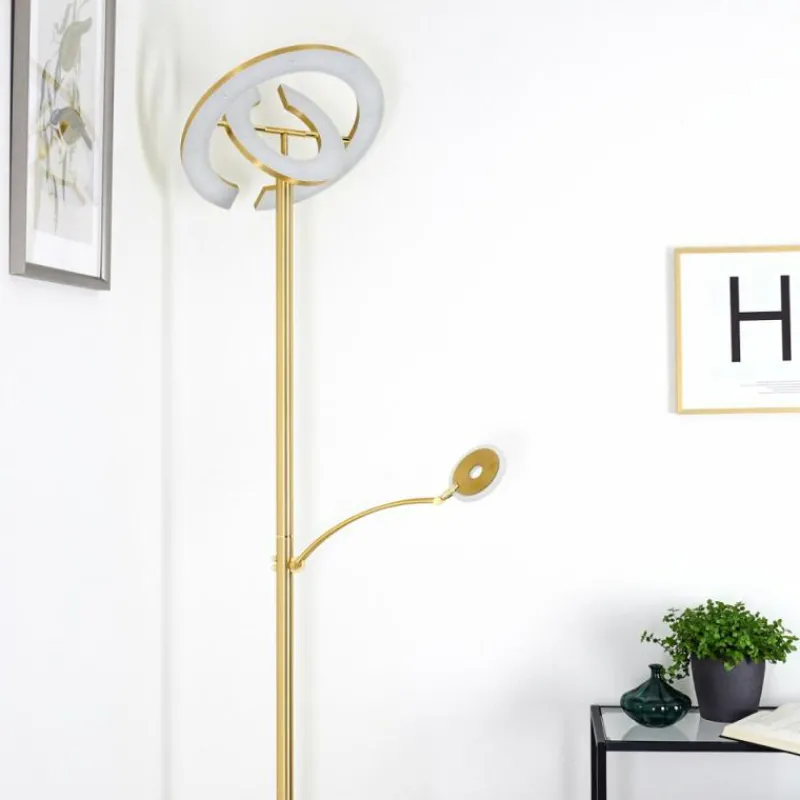 hofstein Lampadaire Umag LED Laiton, 2 lumières* Lampadaires Et Lampes Sur Pied