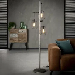 Lampes Industrielles-hofstein Lampadaire Veldhuizen Argenté, 3 lumières
