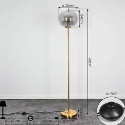 hofstein Lampadaire Verbania Laiton, 1 lumière