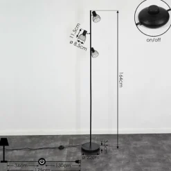 hofstein Lampadaire Verbania Noir, 3 lumières