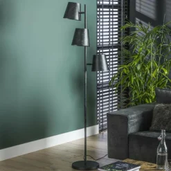 Lampes Vintages & Rétros-hofstein Lampadaire Veroli Noir, 3 lumières