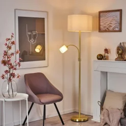 Lampes En Tissu-hofstein Lampadaire Vezza Laiton, 2 lumières