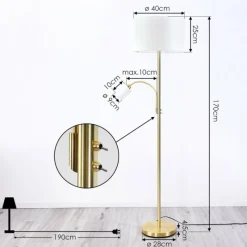 Lampes En Tissu-hofstein Lampadaire Vezza Laiton, 2 lumières