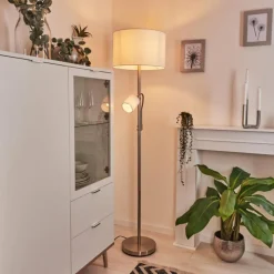 Lampes En Tissu-hofstein Lampadaire Vezza Nickel mat, 2 lumières