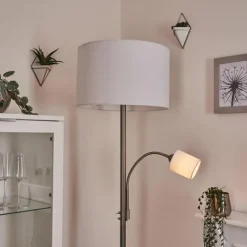 Lampes En Tissu-hofstein Lampadaire Vezza Nickel mat, 2 lumières