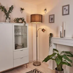 Lampes En Tissu-hofstein Lampadaire Vezza Nickel mat, 2 lumières