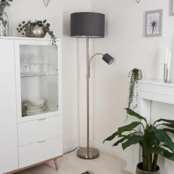 Lampes En Tissu-hofstein Lampadaire Vezza Nickel mat, 2 lumières