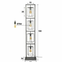 Lampes Industrielles-hofstein Lampadaire Westbroek Argenté, 4 lumières