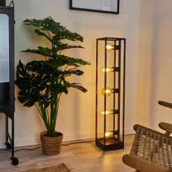Lampes Vintages & Rétros-hofstein Lampadaire Wick Noir, 5 lumières