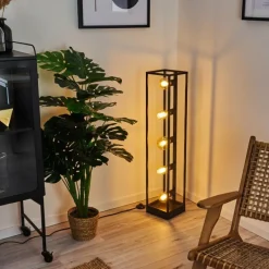 Lampes Vintages & Rétros-hofstein Lampadaire Wick Noir, 5 lumières