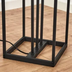 hofstein Lampadaire Woden Laiton, Noir, 3 lumières