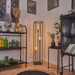 hofstein Lampadaire Woden Laiton, Noir, 3 lumières