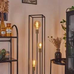 hofstein Lampadaire Woden Laiton, Noir, 3 lumières