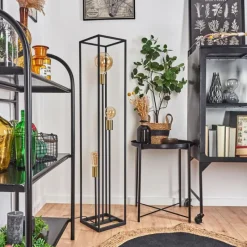 hofstein Lampadaire Woden Laiton, Noir, 3 lumières