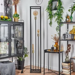 Lampes Industrielles-hofstein Lampadaire Woden Laiton, Noir, 3 lumières