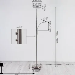 hofstein Lampadaire Wonsbek LED Nickel mat, 2 lumières