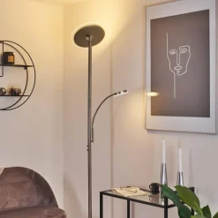 hofstein Lampadaire Wonsbek LED Nickel mat, 2 lumières