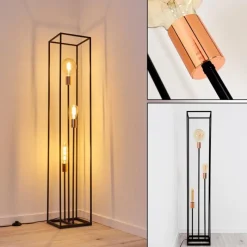 Lampes Vintages & Rétros-hofstein Lampadaire Yuhigaoka Cuivre, Noir, 3 lumières